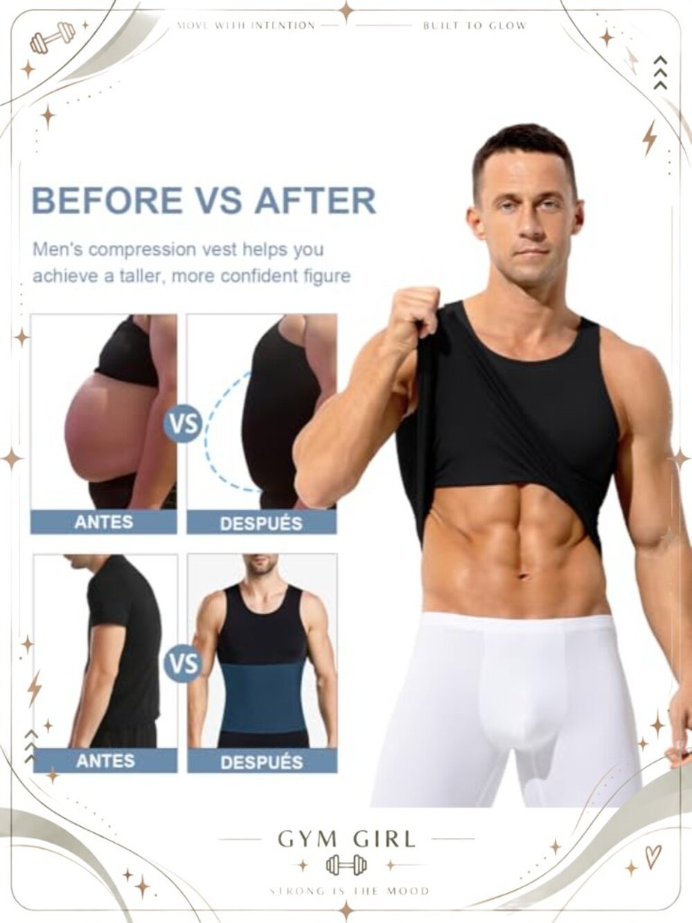 Men's Slimming Compression Tank Top Body Shaper Vest Undershirt - Picture 4 of 6